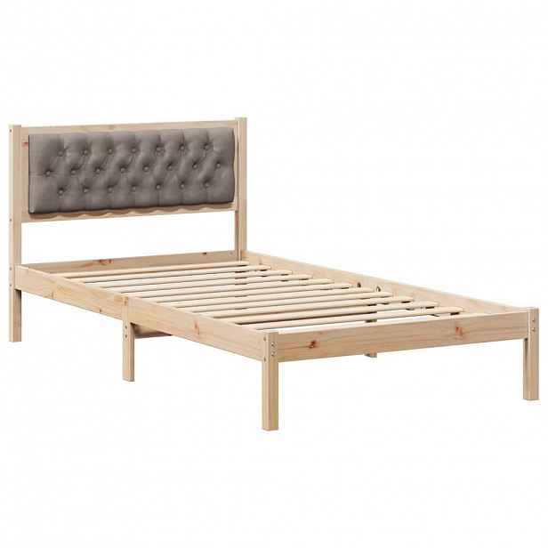 vidaXL Rám postele s čelo Taupe 100 x 200 cm Masivní borové dřevo
