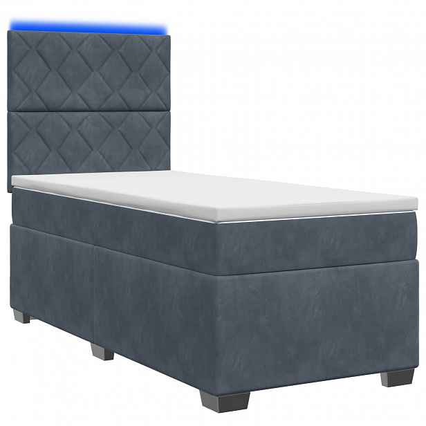 vidaXL Postel boxspring s matrací s čelo Tmavě šedá 100 x 200 cm Samet