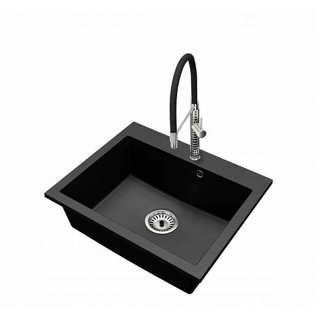 Kuchyňský granitový dřez Jednokomorový Elite 60 Baterie Sifon Chrom