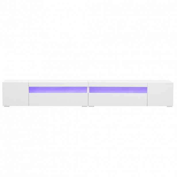 FLIEKS KOMODA POD TELEVIZI 240 cm Bílá LED Lesklý Panel