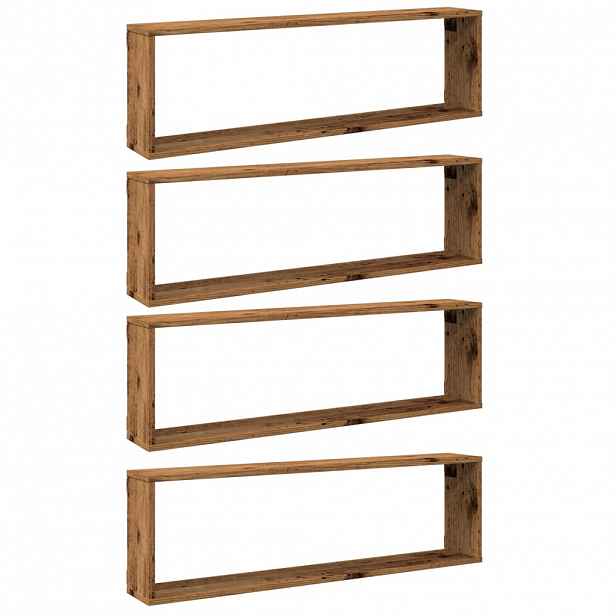 vidaXL Nástěnné obdélníkové police 4 ks old wood 100x15x30 cm kompozit