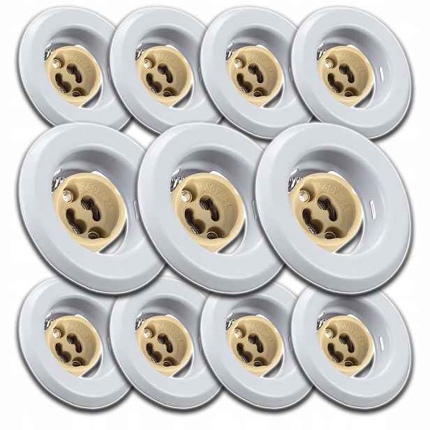 11 x Bílé Kulaté Stropní Svítidlo Halogen Zásuvka Konektor GU10 Pro Žárovku