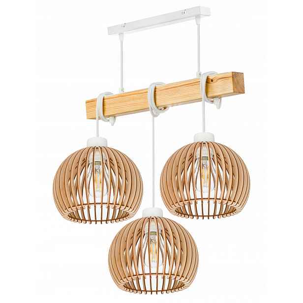 Dřevěná závěsná stropní lampa Lustr Zwis Loft Kula Dřevo E27