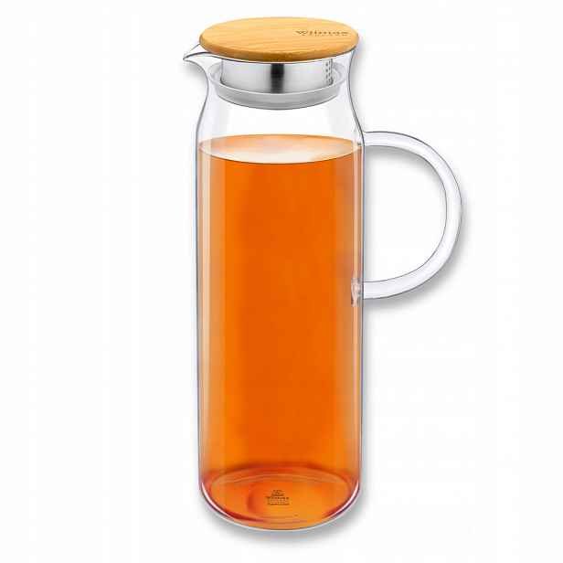 Skleněná konvice na čaj a vodu z kávových nápojů s bambusovým víkem 1,5 l Wilmax