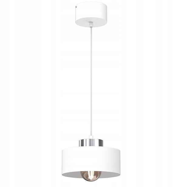 Závěsná lampa bílá chrom kulatá 20 cm do jídelny nad stůl a ostrov Luminex