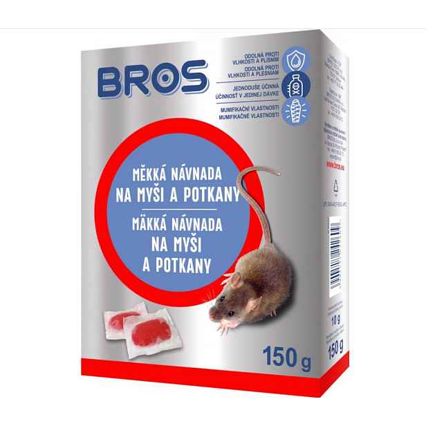 BROS měkká návnada na myši, krysy a potkany 150 g 1384