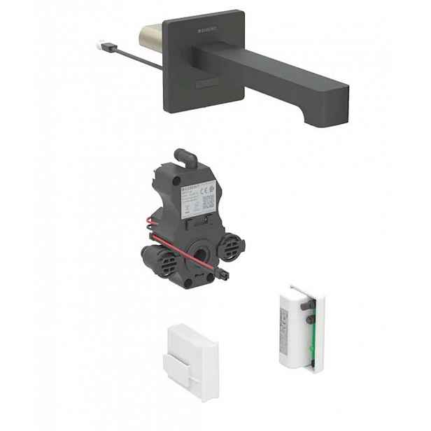 Geberit Brenta - Elektronická umyvadlová baterie pod omítku, napájení z generátoru, easy to clean, matná černá 116.296.14.1