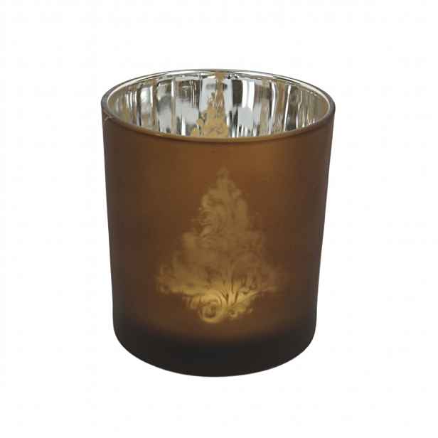Hnědý skleněný svícen METALLIC BROWN