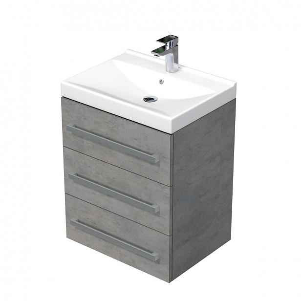 Koupelnová skříňka s umyvadlem Naturel Cube Way 60x76,5x46 cm beton mat CUBE46603BEVER