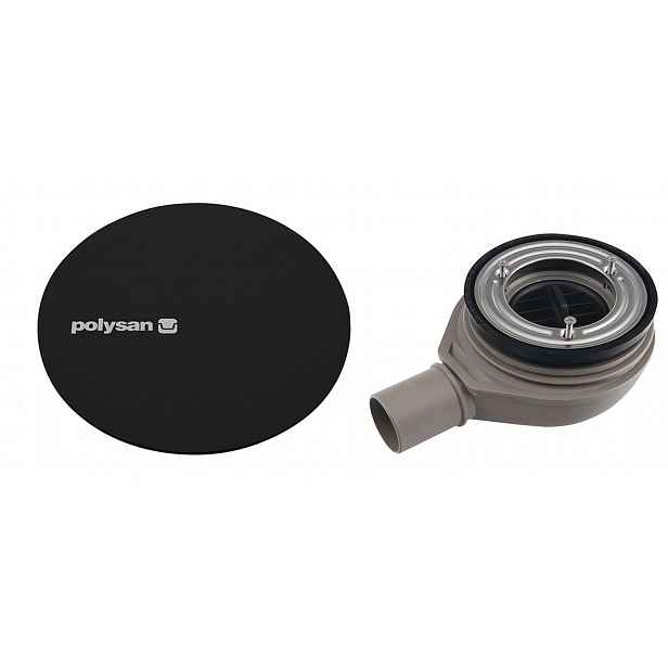 Polysan - Vaničkový sifon Mirai, průměr 90 mm, s krytkou, matná černá 72730B
