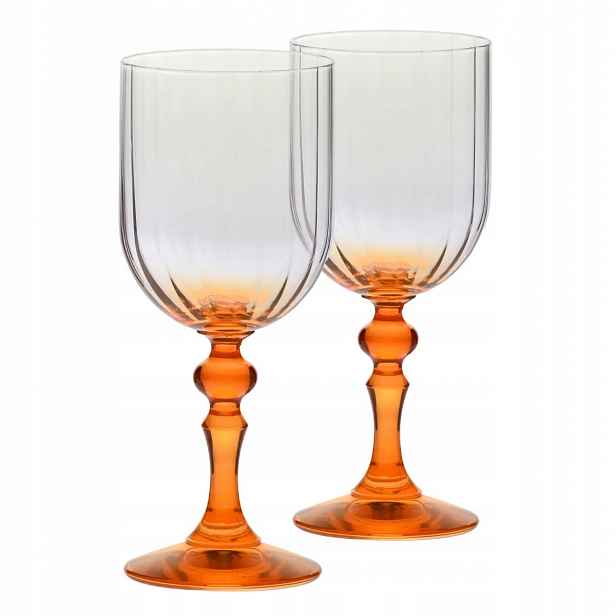 Stínované skleničky Krosno na víno Bubble s oranžovou nožkou 300 ml 2ks