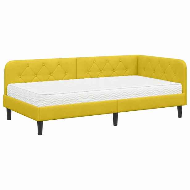 vidaXL Rohový rám postele Žlutá 90 x 190 cm samet