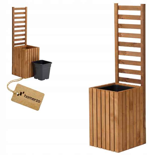 Zahradní květináč dřevěný s mřížkou pergola 132 cm, vložka 1x18 l, hnědý