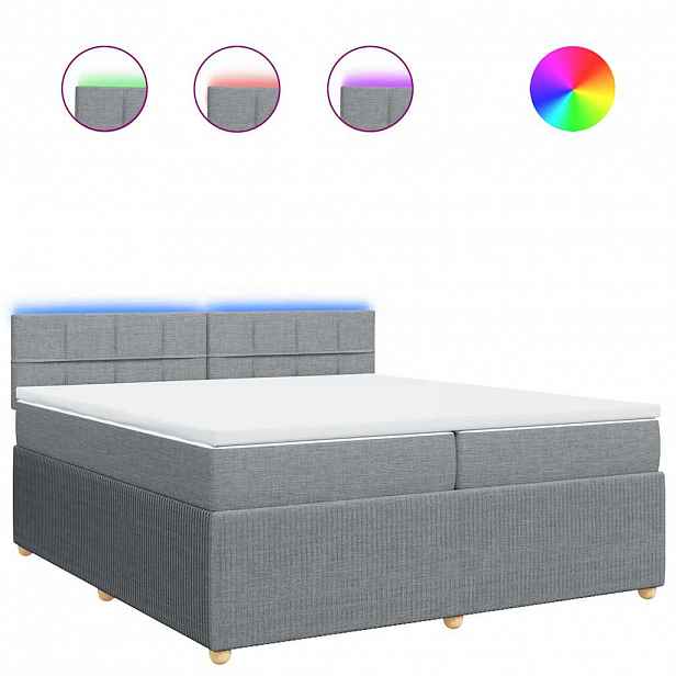 vidaXL Box spring postel s matrací světle šedá 200 x 200 cm textil