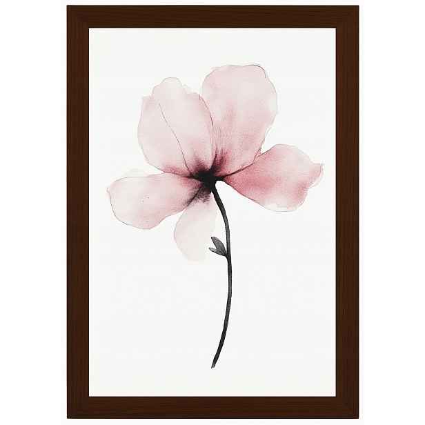 Plakát Rámeček Dřevo Akvarel Příroda Zahrada Květ Růžová Magnolie 40x60