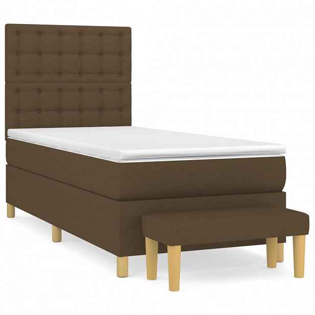 vidaXL Box spring postel s matrací tmavě hnědá 90x190 cm textil