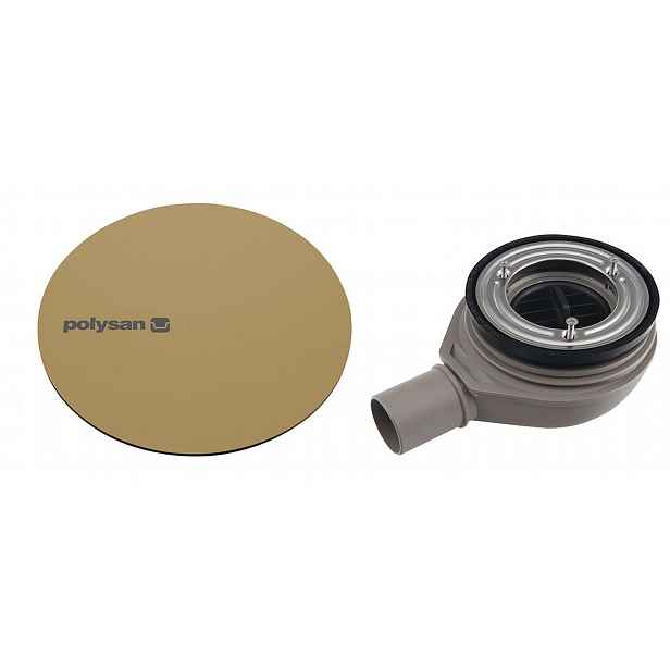 Polysan - Vaničkový sifon Mirai, průměr 90 mm, s krytkou, matná zlatá 72730GB