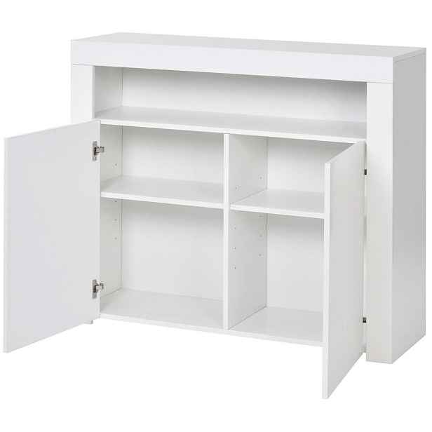 Redom SIDEBOARD 108/40/92 cm s LED osvětlením, lesklým povrchem a úložným prostorem, Bílá