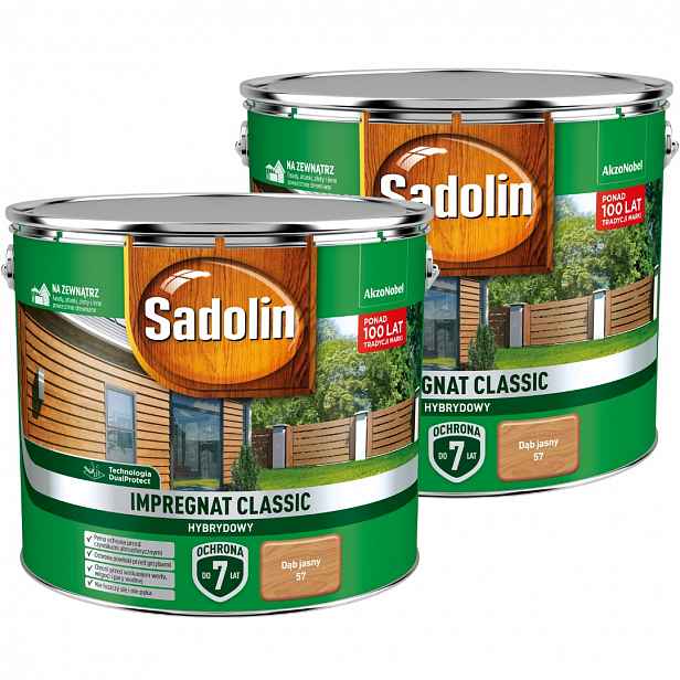 Sadolin Klasický Ochranný Impregnát Na Dřevo 18 L, Dub Světlý Sada 2X9 L