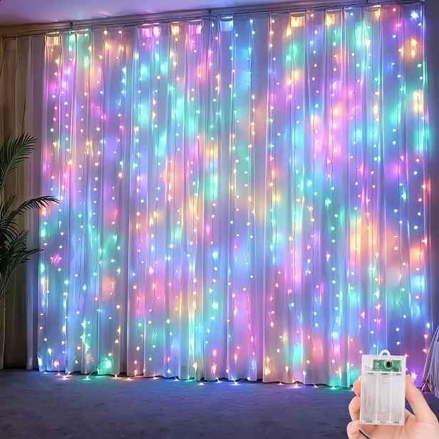 TEMU 1ks Pohádkové světlo | Pohádkové závěsové světlo 300/200 LED Barevné závěsové světlo | Poskytuje jevištní efekty, 8 blikajících režimů, Vánoční
