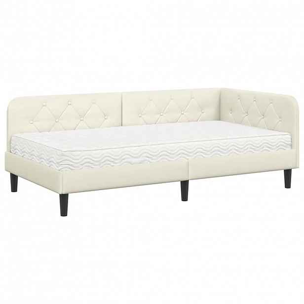 vidaXL Rohový rám postele Krémová 90 x 190 cm samet
