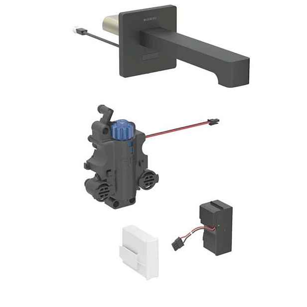 Geberit Brenta - Termostatická elektronická umyvadlová baterie pod omítku, síťové napájení, easy to clean, matná černá 116.297.14.1