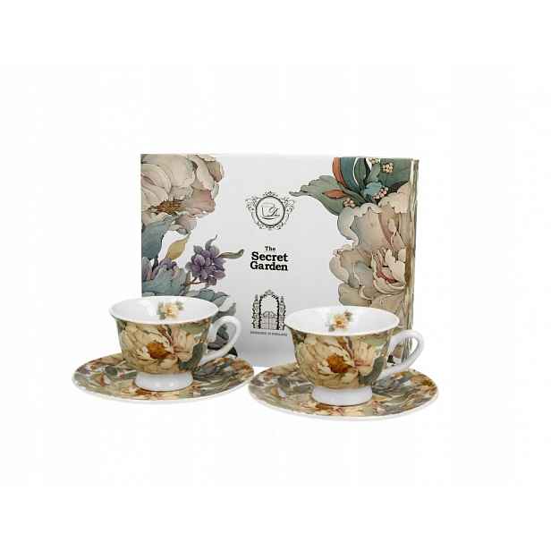 Sada 2 šálků na espresso 100 ml podšálky Peony White Den matek a otců