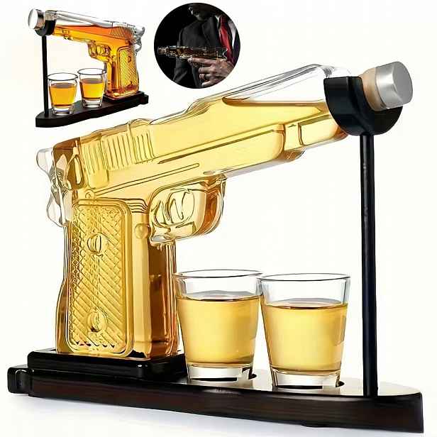 Skleněná Karafa 230 ML, Pistole Se Skleničkami Na Tequilu A Koktejly