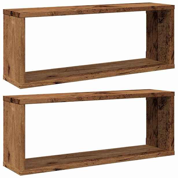 vidaXL Nástěnné obdélníkové police 2 ks old wood 60x15x23 cm kompozit
