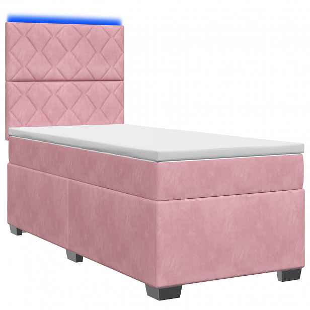 vidaXL Postel boxspring s matrací s čelo Růžová 100 x 200 cm Samet