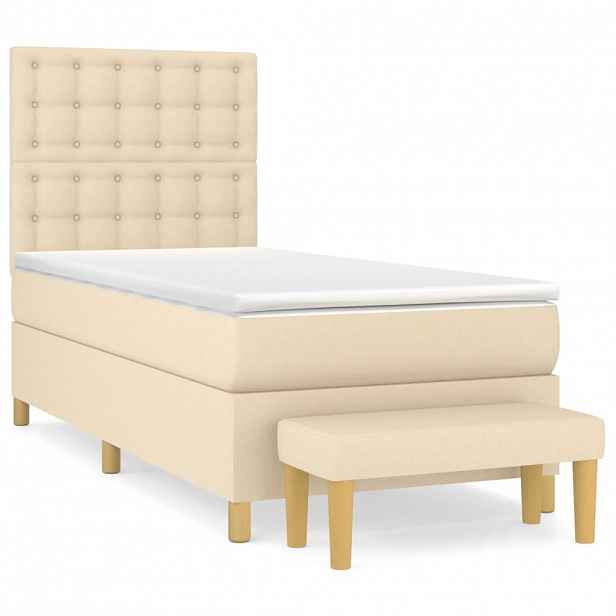 vidaXL Box spring postel s matrací krémová 90x190 cm textil