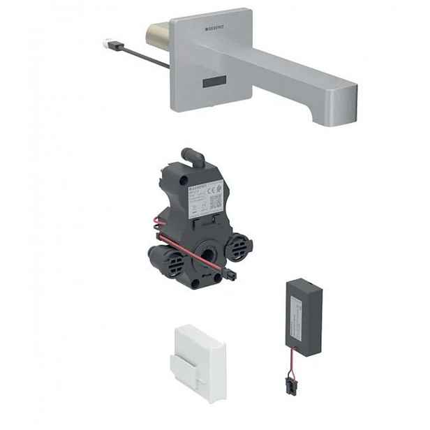 Geberit Brenta - Elektronická umyvadlová baterie pod omítku, bateriové napájení, easy to clean, kartáčovaná nerez 116.294.SN.1