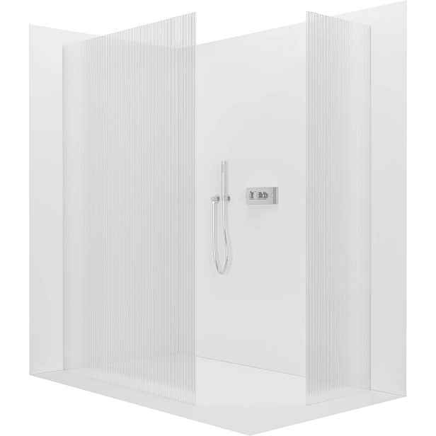 Sprchová zástěna Walk-in Crystal T L/P - 8 mm - bezvzpěrový systém - chrom, rýhované sklo - 110x90x200 cm