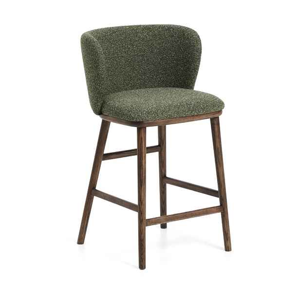 Tmavě zelená čalouněná barová židle (výška sedáku 65 cm) Ciselia – Kave Home