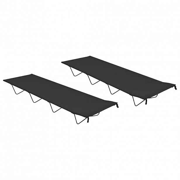 vidaXL Kempingové postele 2ks 180x60x19cm oxfordská látka a ocel černé