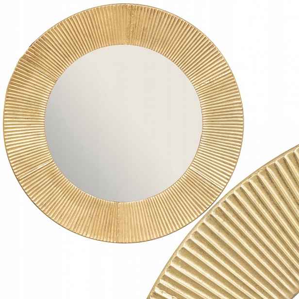 Zrcadlo Nástěnné 90 cm velké Kovové kulaté Zlaté obývací pokoj předsíň Elegantní