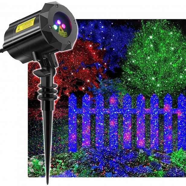 Led vánoční projektor s pohyblivými hvězdičkami, modrá/zelená/červená