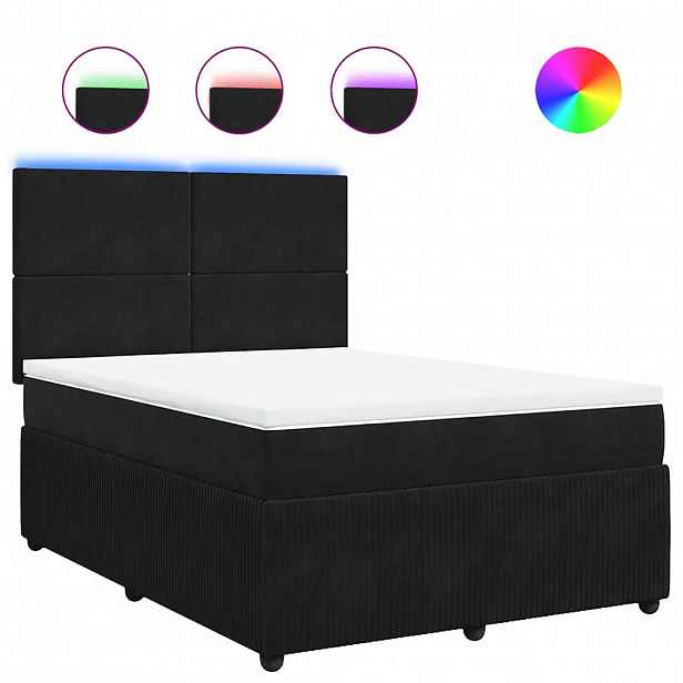 vidaXL Box spring postel s matrací černá 140x200 cm samet