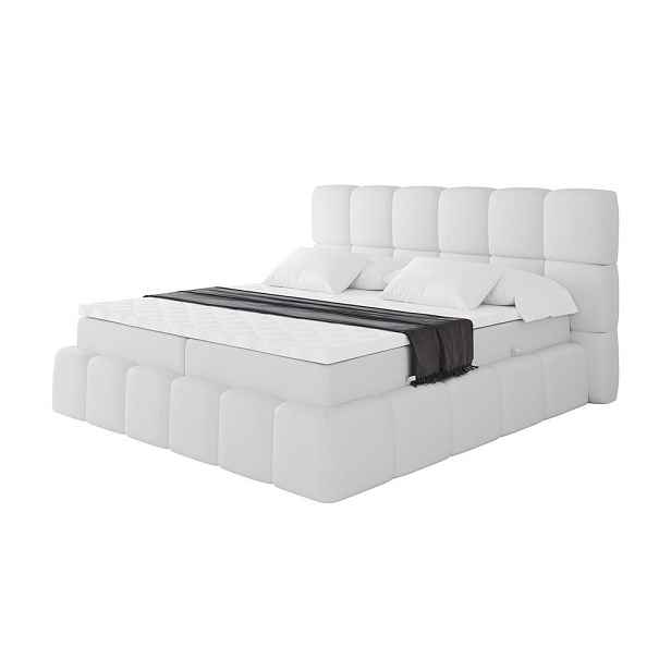 ALTDECOR KONTINENTÁLNÍ POSTEL s matrací H4 - AURI - 200x200 cm Bílá