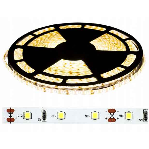 Led pásek 12V Rolka 25M 4,8W/m SMD2835 Barva světla Teplá 3000K IP63