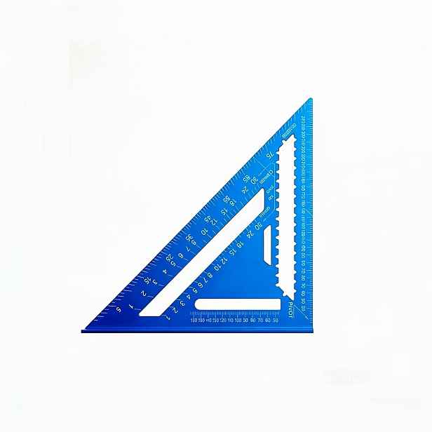 TEMU Vysoce přesné zesílené úhloměrné pravítko pro dřevoobrábění, hliníková slitina 7-palcové metrické/imperiální 90° trojúhelníkové pravítko