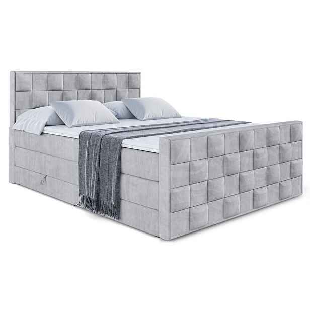 ALTDECOR BOXSPRINGOVÁ POSTEL s matrací H3/H4 - ZAFIRA KING - 200x200 cm Šedá