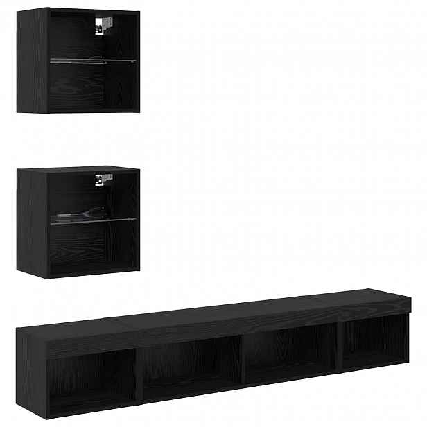 vidaXL TV nástěnné jednotky s LED 5 ks Černý dub Kompozitní dřevo