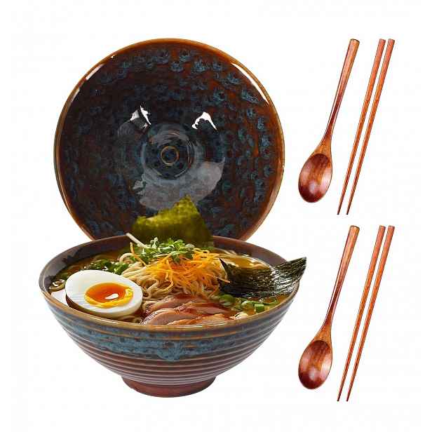 Misky Do Ramen, lžíce, tyčinky 1200 Ml sada 2 ks japonská udon miska