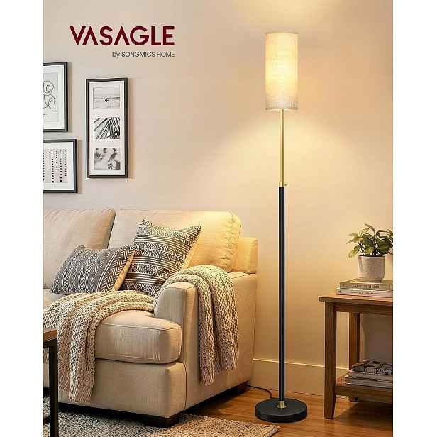Podlahová lampa Vasagle 148 cm Led lněná zlato-černá