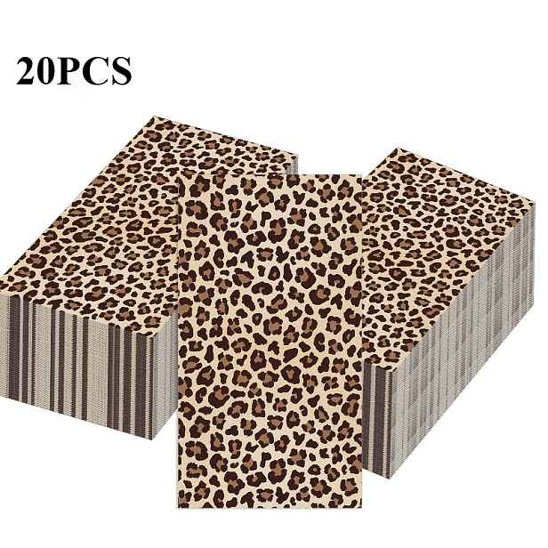 TEMU 20 Dlouhých ubrousků s leopardím potiskem na párty | Módní smíšené barvy, 2vrstvý papír s drahokamy, ideální pro S, výročí, rozlučky se svobodou