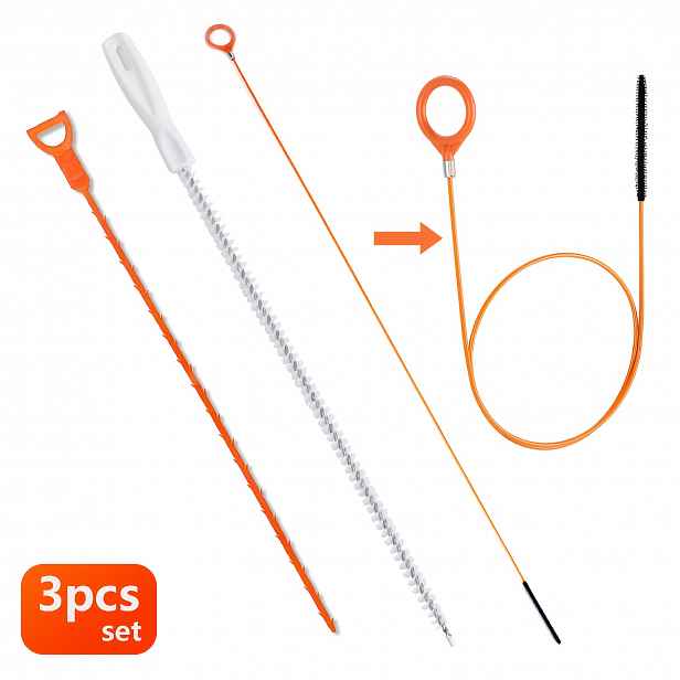 TEMU 3ks/sada, Flexibilní nástroje na čištění odpadů včetně hadice na umyvadlo a nástroje na odstraňování vlasů, ruční odstraňovač ucpání odpadů,