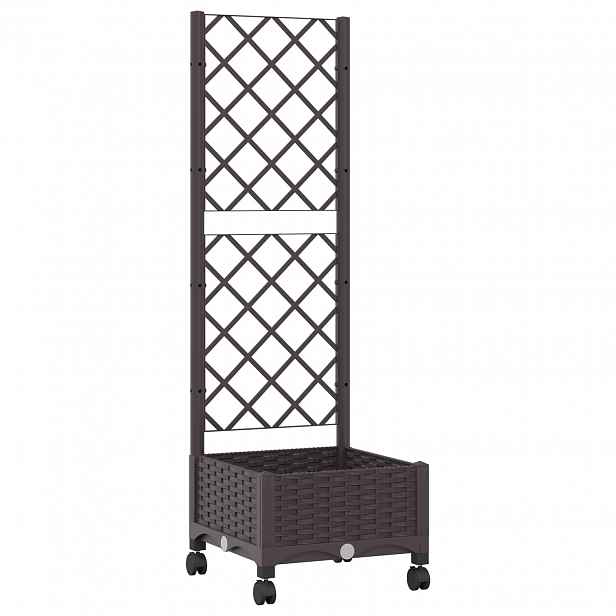 vidaXL Zahradní truhlík s treláží a koly Hnědá 40 x 40 x 131,5 cm PP