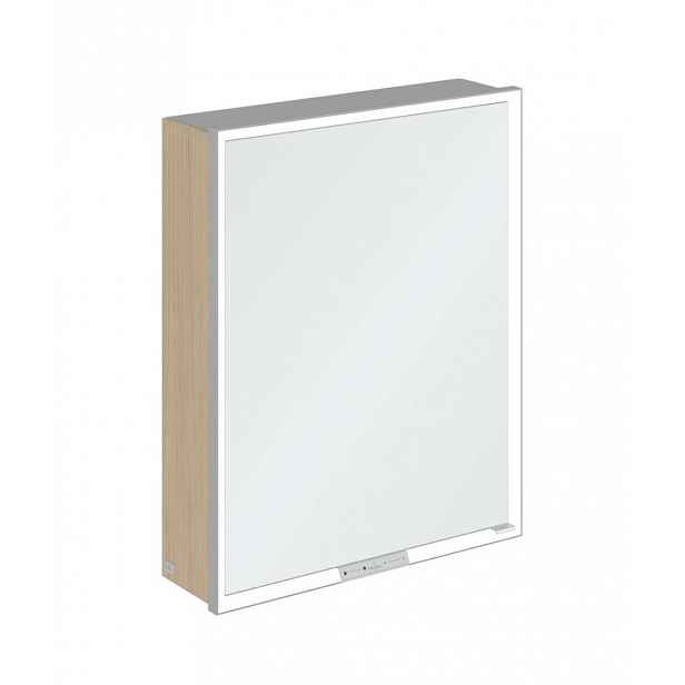 Villeroy & Boch My View+ - Zrcadlová skříňka s LED osvětlením 60x75x17 cm, 1 dvířka, panty vlevo, Nordic Oak/šedá A4816LVJ