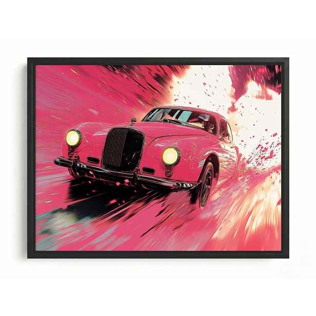 Obraz Rám American Box Růžový Auto Rychlost Závod Jízda 80x60